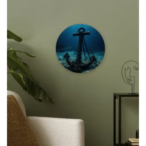 Anker - Ijzer - Zeebodem - Zand Wandcirkel kunststof plaat 5mm dik klein -sfeer3