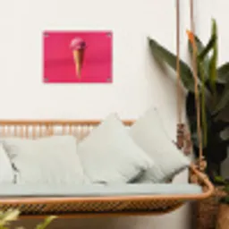 Schepijs - Roze - Hoorntje tuinposter los doek klein -sfeer7