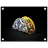 Taco - Vlees - Salade - Delftsblauw - Motief tuinposter los doek klein -3d