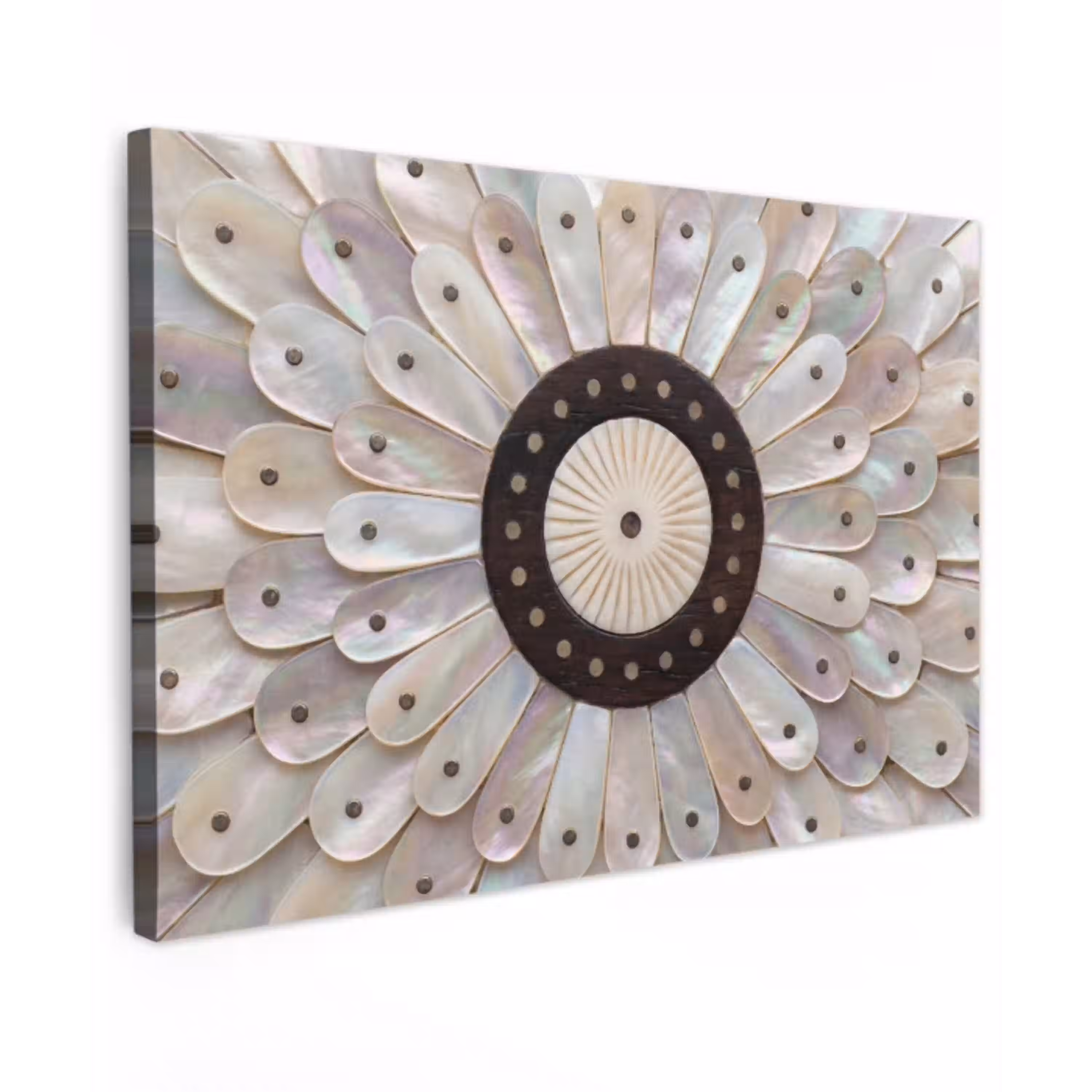 Parelmoer - Patroon - Decoratie - Ambacht - Wit Tuinposter op houten frame 2 cm dik klein -3d
