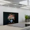 Hout - Vaas - Kleuren - Bloemen keuken achterwand spatscherm klein -3d_schuin