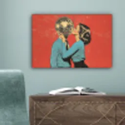Vrouw - Retro - Discobal - Kus canvas 2cm klein -sfeer4