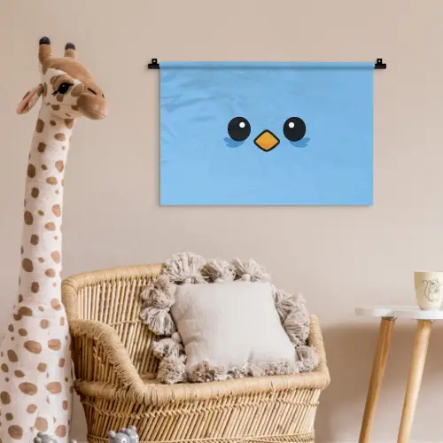 Vogel - Blauw - Eenvoudig Wandkleed katoen klein -wsfeer5_kind