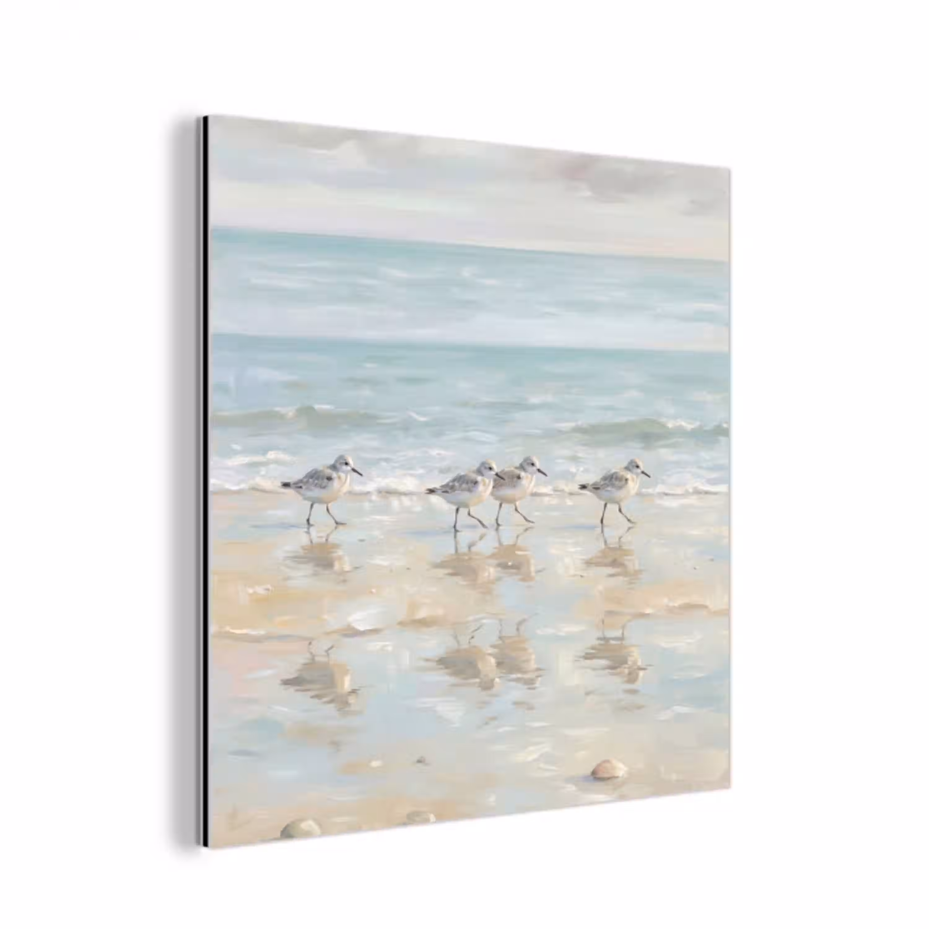 Vogels - Strand - Zee aluminium wit klein -3d