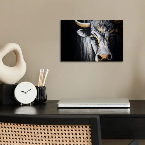 Stier - Hoorns - Snuit - Goud poster papier klein -sfeer1