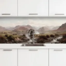 Berglandschap - Meer - Bergen - Vallei - Klassiek keuken achterwand 2 middel -3d