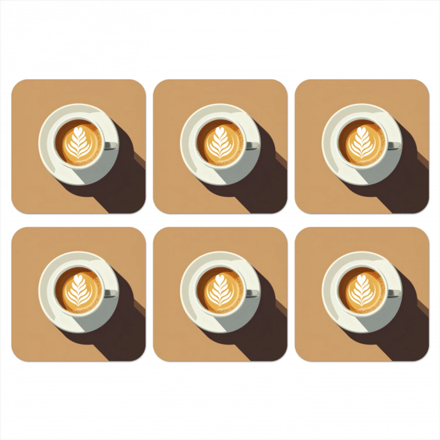Cappuccino - Kop - Schotel - Minimalitisch onderzetter kurk middel -3d
