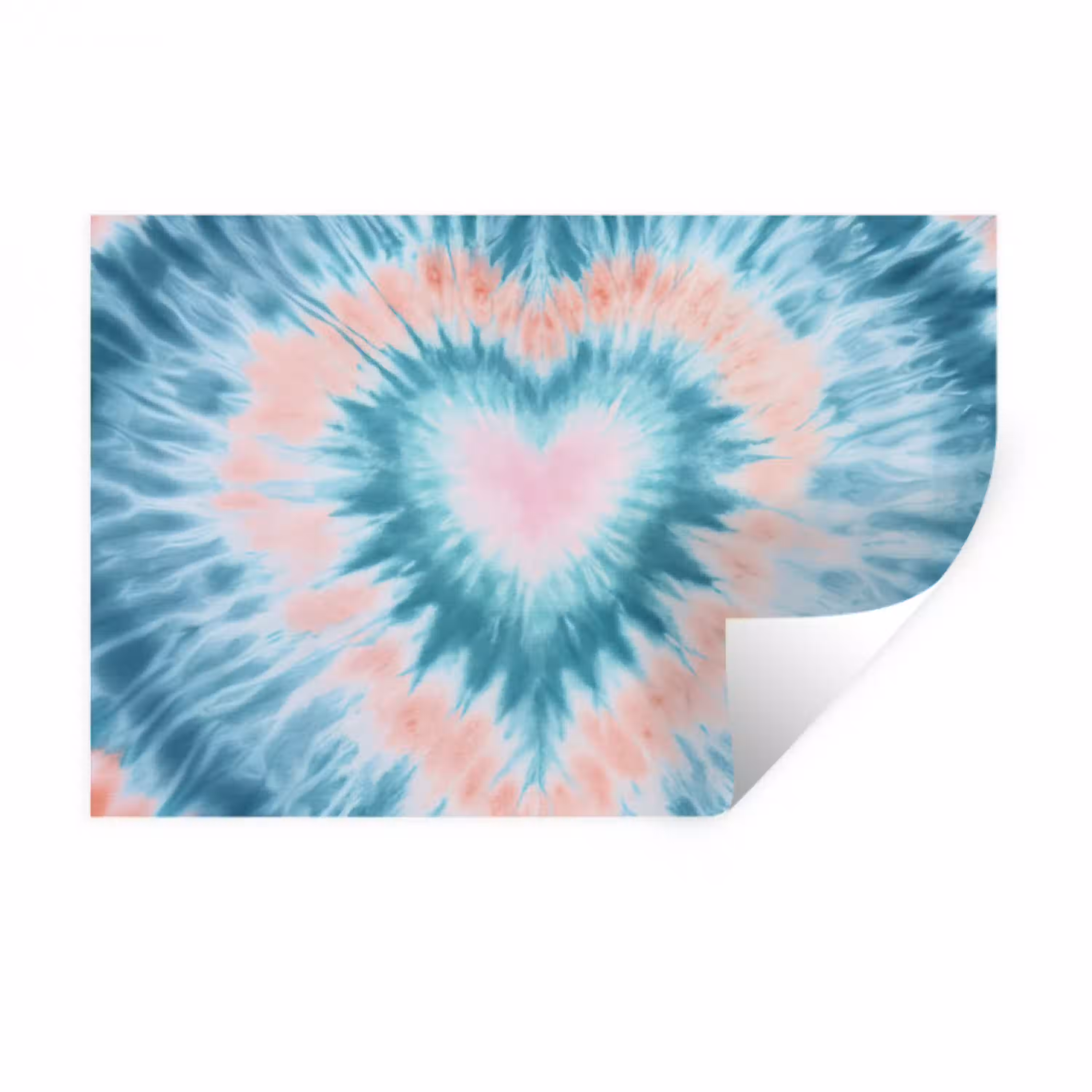 Hartvormig - Tie dye - Pasteltinten - Lichtgroen Muursticker klein -3d