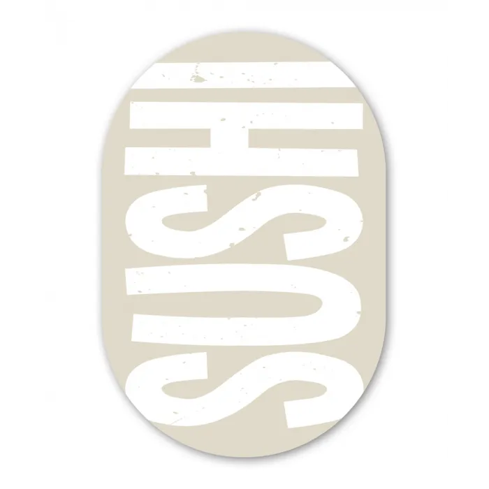 Sushi - Eten - Decoratie - Vintage Wandcirkel Ovaal Glas middel -3d