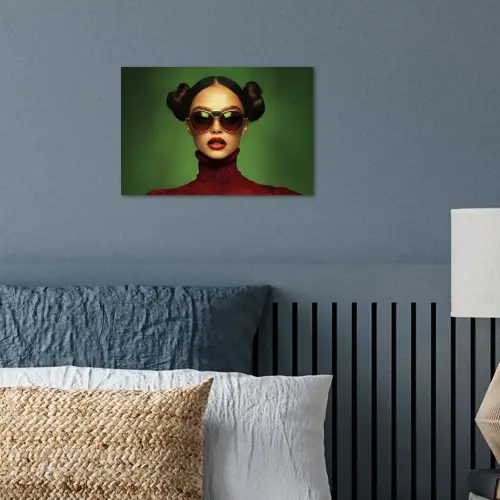 Vrouw - Groen - Bril - Aesthetic - Modern poster papier klein -sfeer2