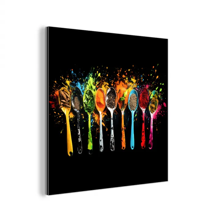 Lepels - Kruiden - Modern - Graffiti - Verf - Kleurrijk aluminium wit klein -3d