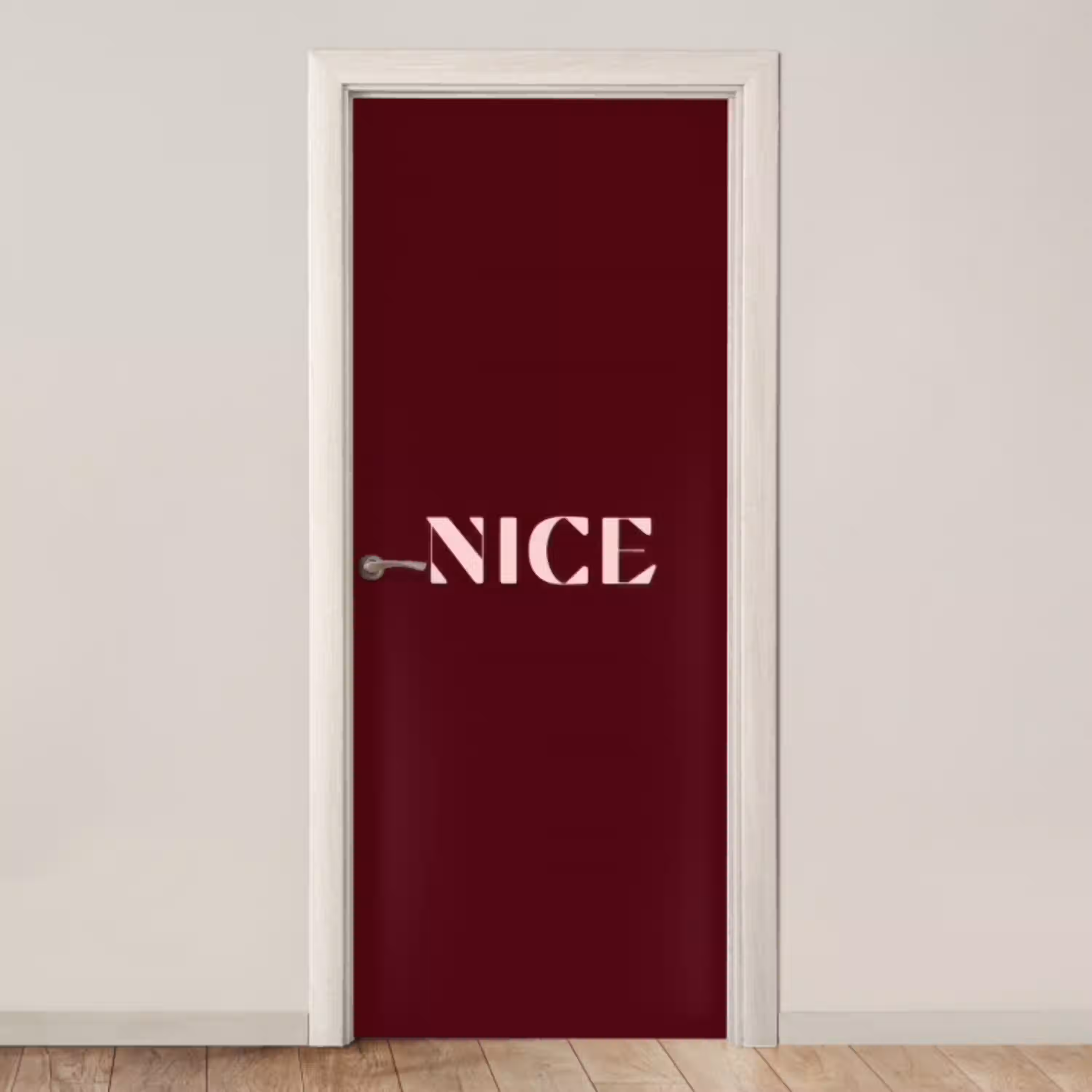 Nice - Bordeaux - Roze deurposter klein -3d_beige