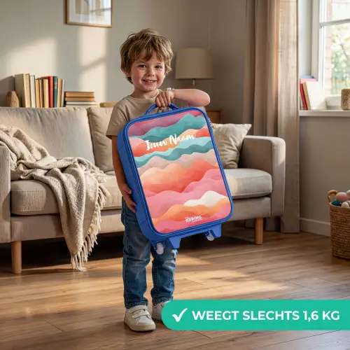 Abstracte golven Kinderkoffer - Blauw klein -sfeer2_NL