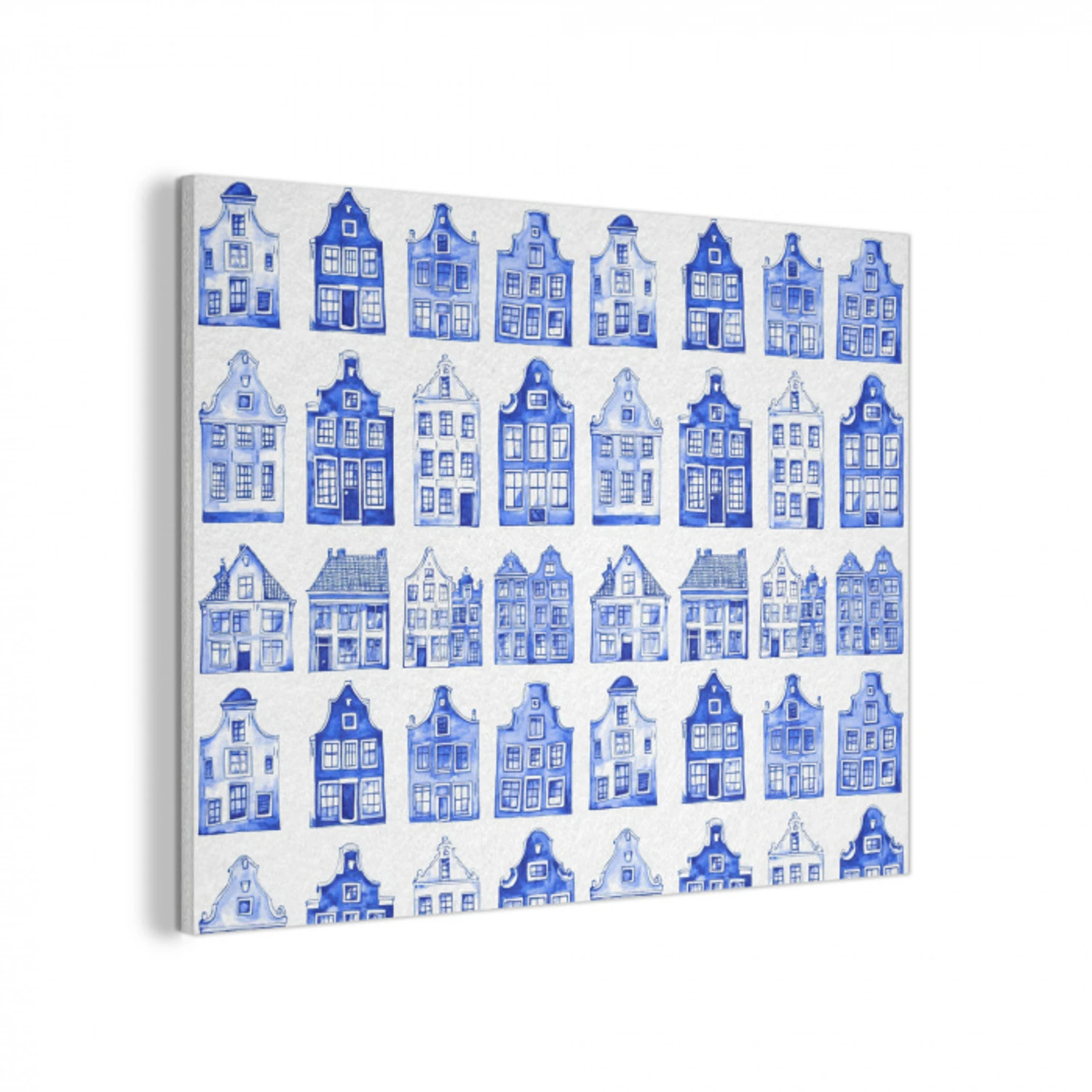 Patroon - Huizen - Blauw PET vilt klein 837 -3d