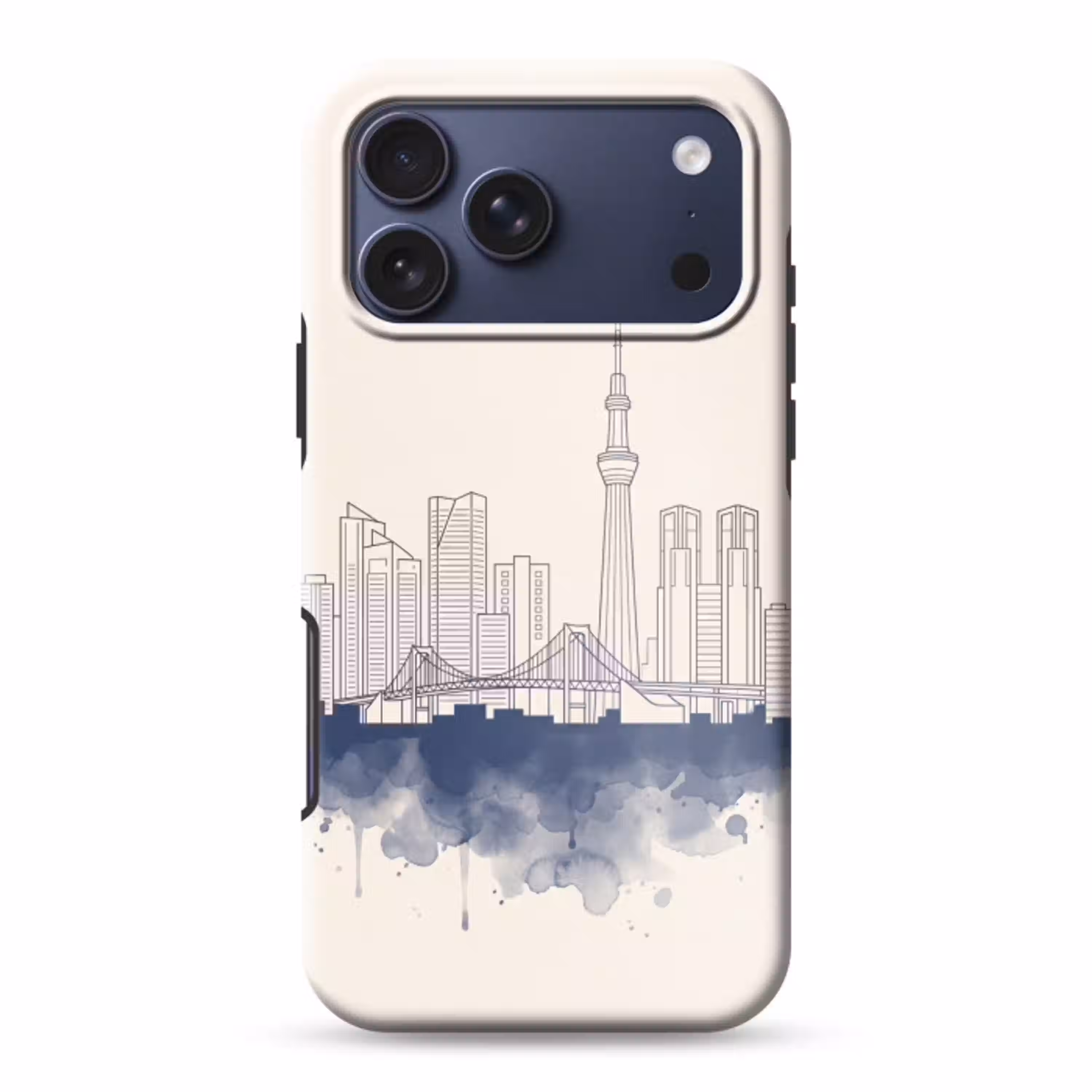 Tokyo - Skyline - Stad - Abstract - Blauw Toughcase MagSafe Apple iPhone 17 Pro Max klein -3d