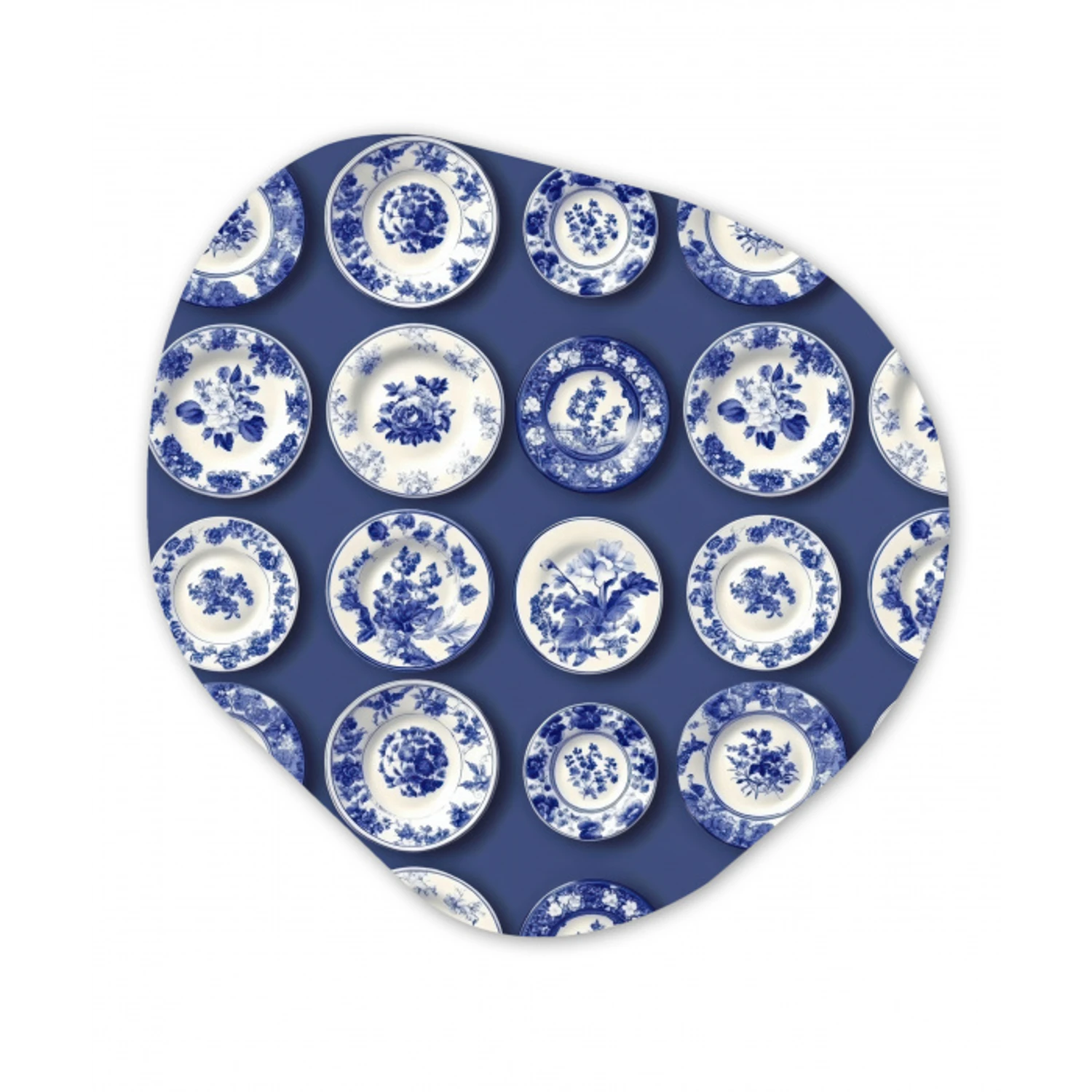 Borden - Floraal - Blauw Wandcirkel Organisch Aluminium middel 851 -3d