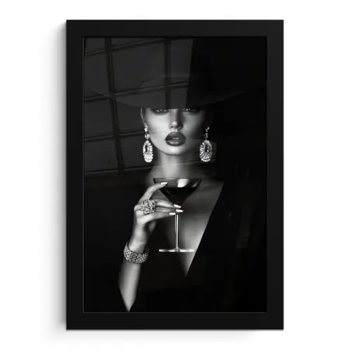 Vrouw - Cocktail - Chic fotolijst zwart zonder passe partout klein -3d
