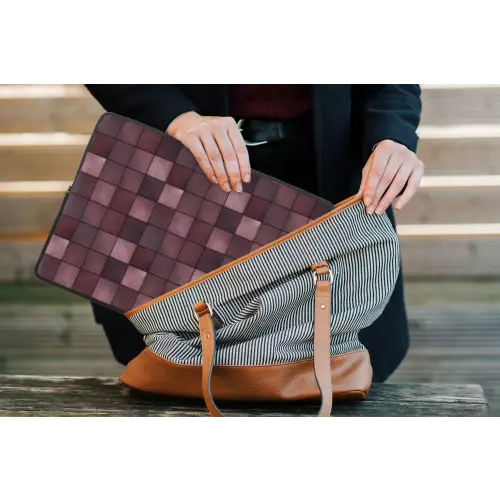Vierkant - Tegel - Patroon - Paars laptophoes neopreen klein 279 -tas