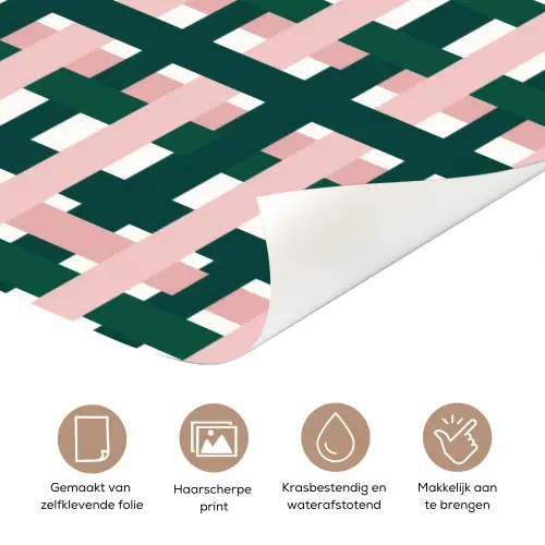 Vlechtpatroon - Groen - Roze - Grafisch deurposter klein 289 -closeup_NL