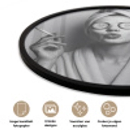 Vrouw - Masker - Wijn - Sigaret Fotolijst rond zonder passe partout klein -closeup_NL