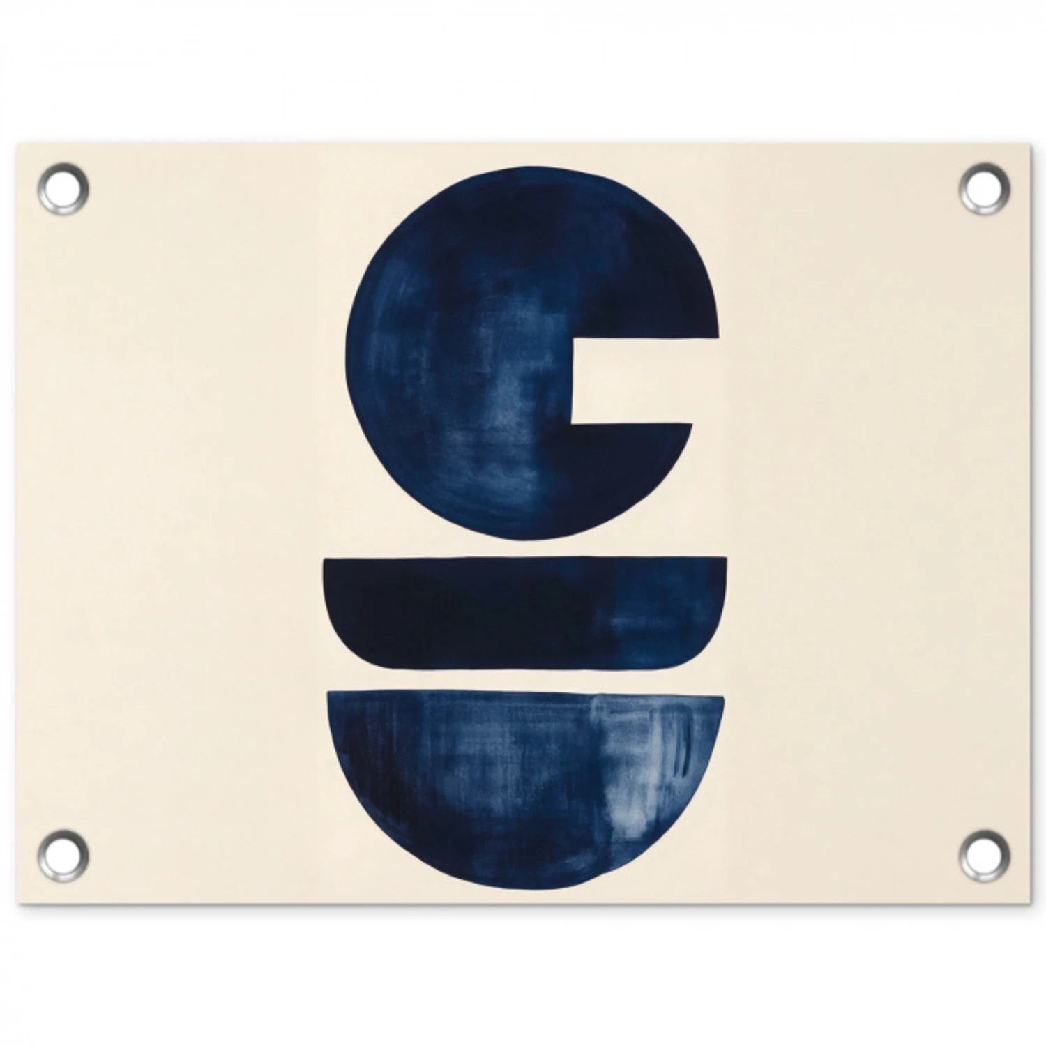 Vormen - Blauw - Abstract tuinposter los doek klein -3d