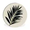 Palmblad - Subtiel - Groen - beige Wandcirkel aluminium klein -3d