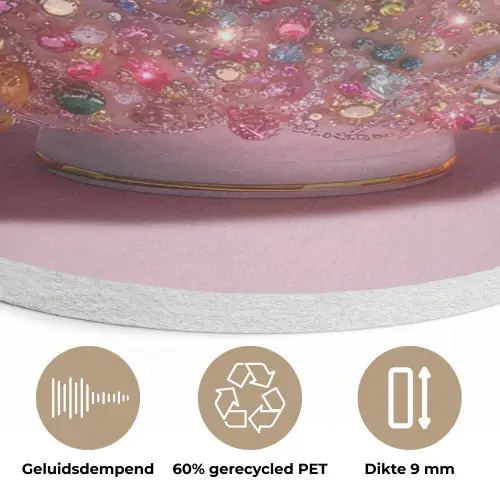 Noodles - Edelstenen - Stokjes - Roze Akoestische PET Vilt - Rond klein -closeup_NL