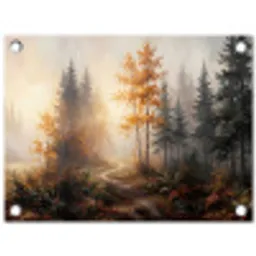 Bospad - Herfstbladeren - Natuur - Schilderachtig - Oranje tuinposter los doek klein -3d