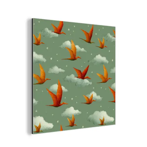 Dinosaurussen - Wolken - Sterren - Oranje aluminium wit klein -3d