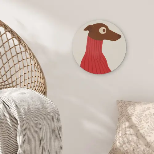 Silhouet - Hond - Trui - Rood Akoestische PET Vilt - Rond klein -sfeer4