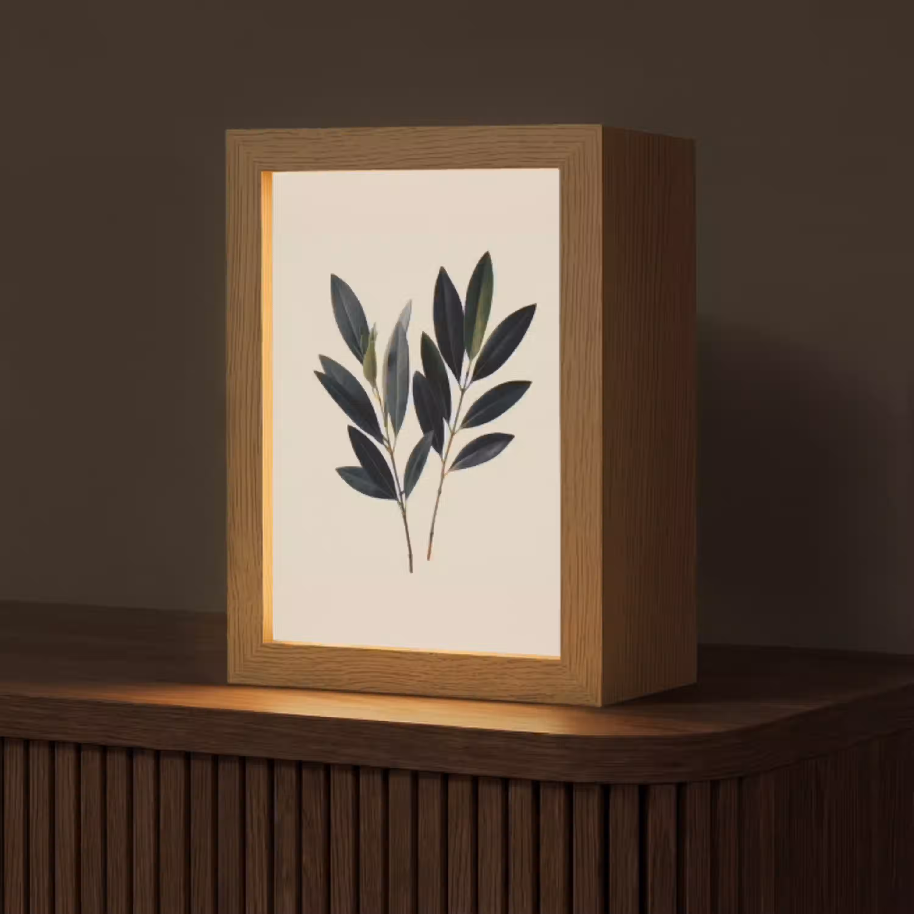 Ovaalvormige bladeren - Diep groen - Symmetrisch Light Box met kabel (Tafellamp) klein -z3d_website