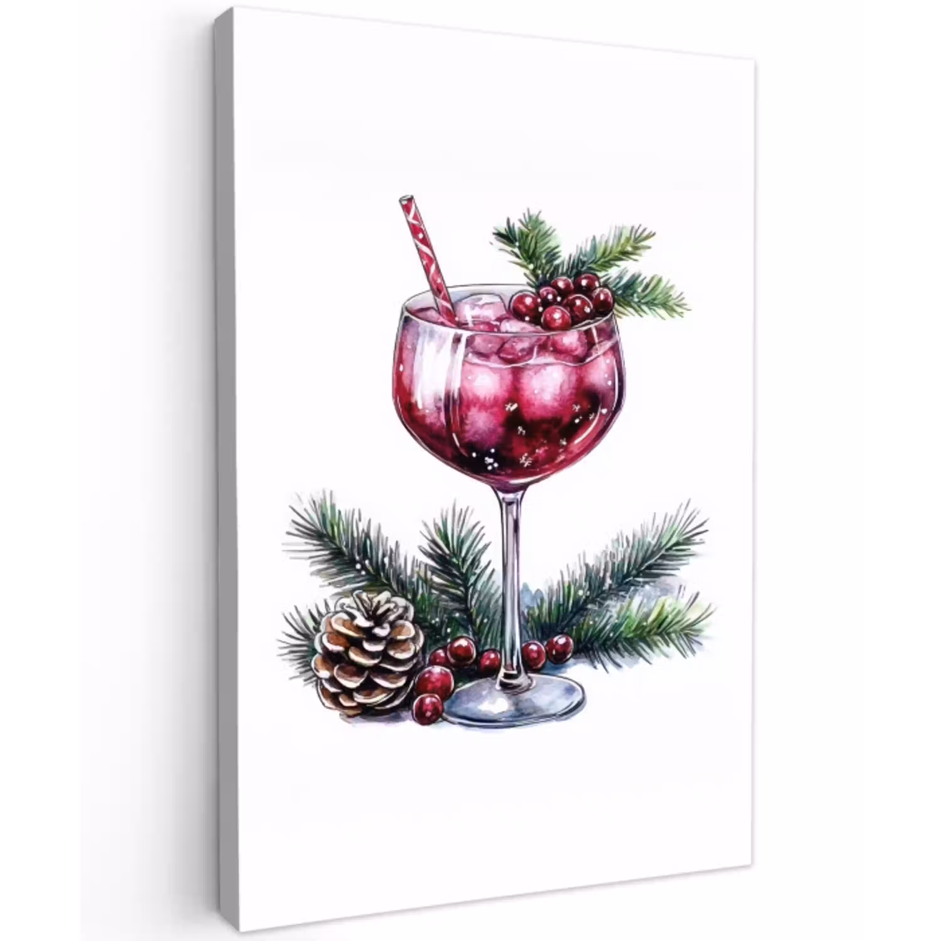 Winter - Cocktail - Decoratie - Drank - Kerst Tuinposter op houten frame 2 cm dik middel -3d