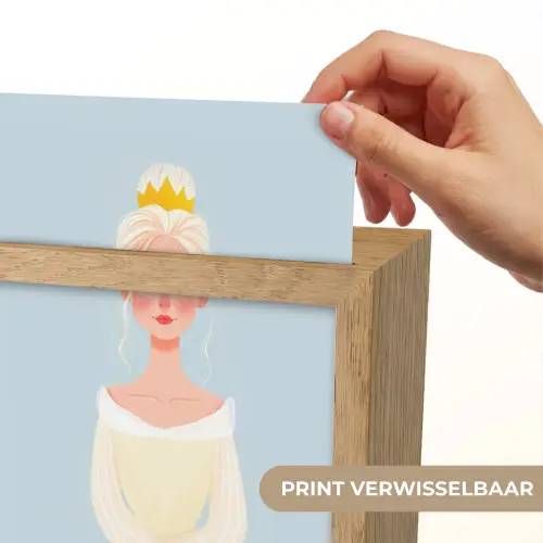 Prinses - Kroon - Blauw Light Box met kabel (Kinderlampje) klein -USP_websiteprintNL