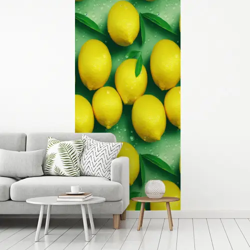 Citroenen - Geel - Groen - Druppels fotobehang vinyl groot 64 -woonkamer