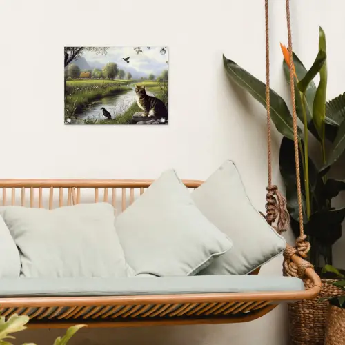Kat - Beekje - Weide tuinposter los doek klein -sfeer7