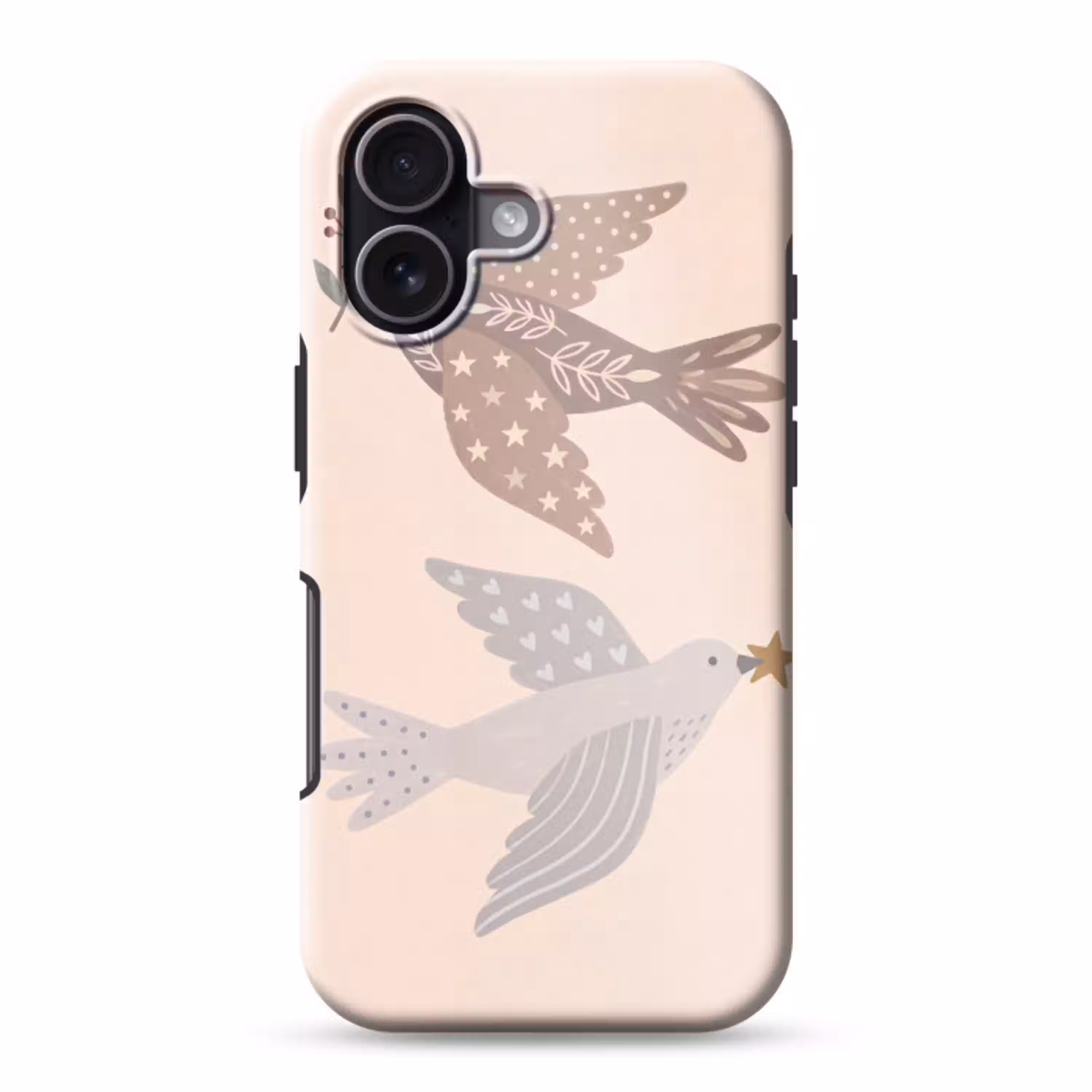 Vogel - Bessen - Natuur - Modern - Beige Toughcase MagSafe Apple iPhone 17 klein -3d