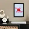 Bisou - Blauw - Roze - Lippen fotolijst zwart zonder passe partout klein -sfeer1