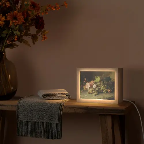 Fruit - Stilleven met druiven - Oude meesters Light Box met kabel (Tafellamp) klein -sfeer4
