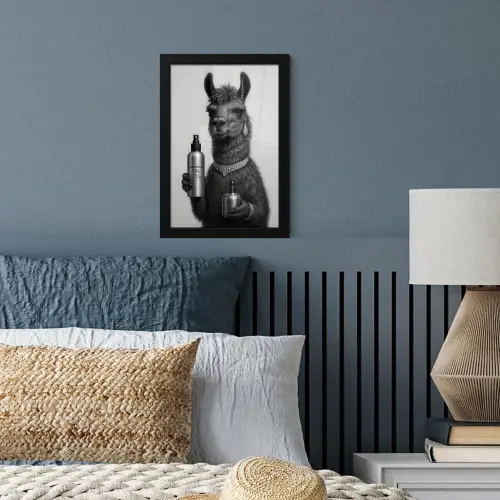 Lama - Flessen - Zwart - Wit fotolijst zwart zonder passe partout klein -sfeer3