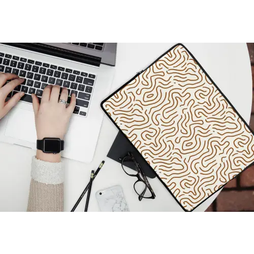 Minimalistisch - Patroon - Terracotta laptophoes neopreen klein 279 -bureau