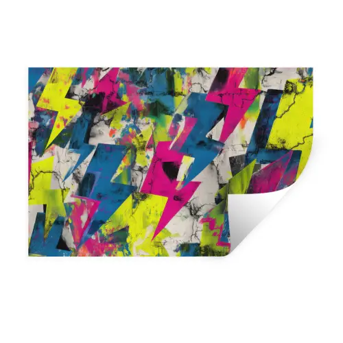Bliksemschichten - Patroon - Marmer - Kleuren Muursticker klein -3d
