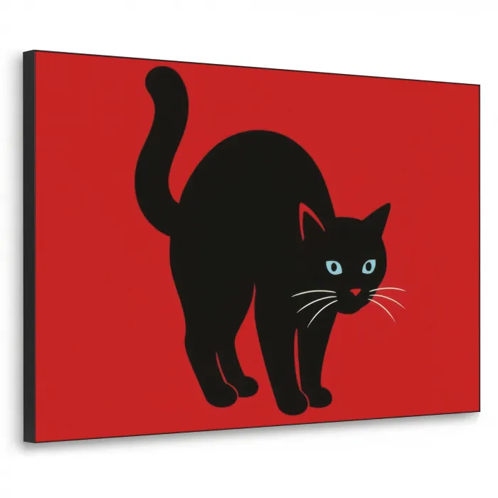 Kat - Zwart - Staart Textielframe zwart klein -3d