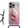 Schelp - Pastel - Pink Hoesje iPhone 16 Pro Max met koord klein -3d