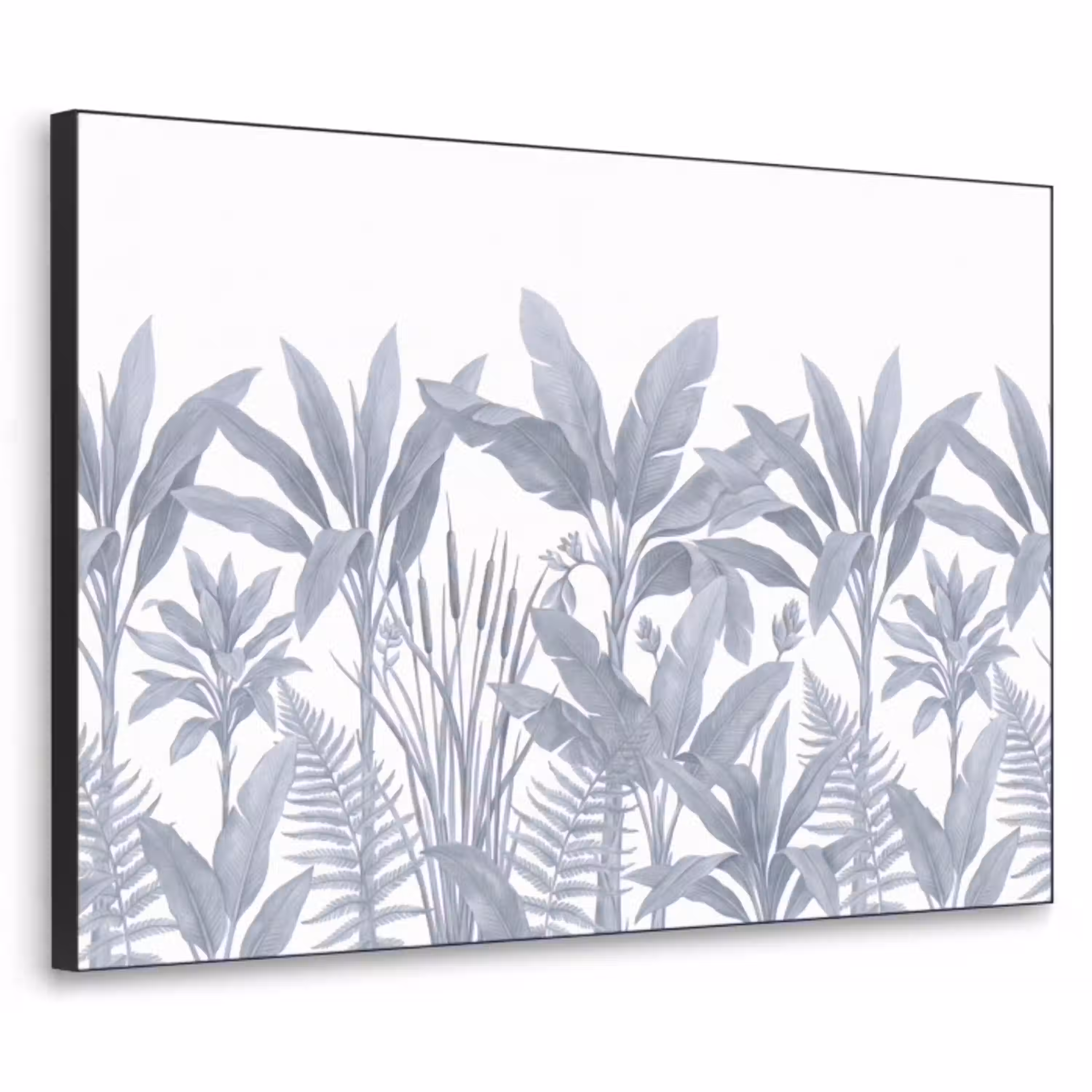 Planten - Bladeren - Natuur - Grijs Textielframe zwart klein -3d