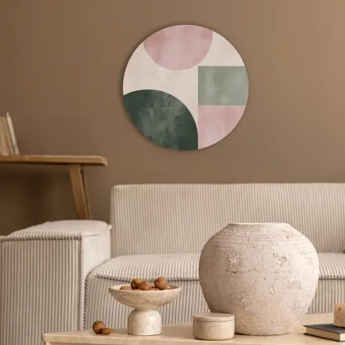 Vormen - Abstract - Cirkel - Zwart Akoestische PET Vilt - Rond klein -sfeer1
