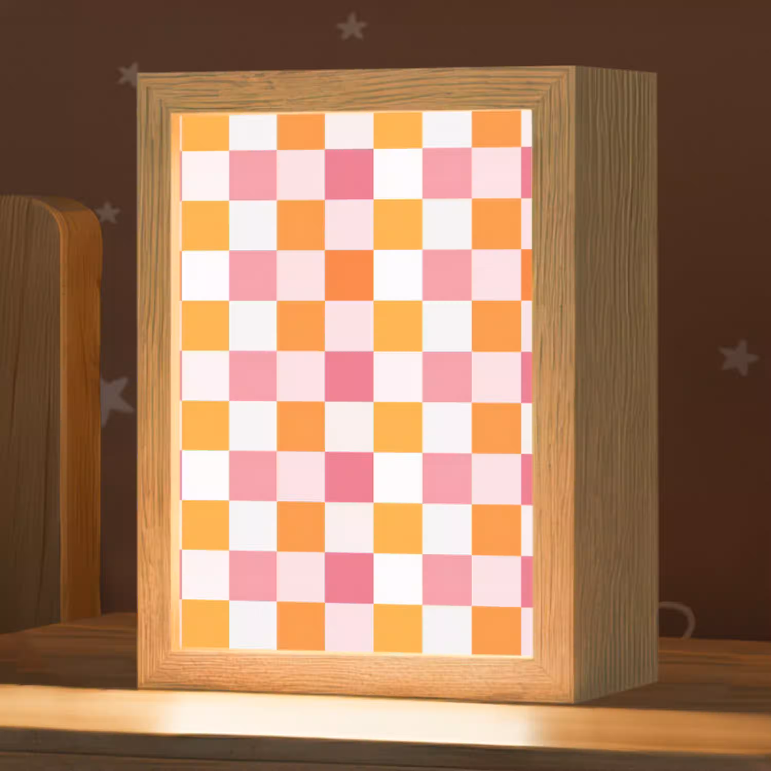 Patroon - Vierkant - Roze Light Box met kabel (Kinderlampje) klein 904 -zzz_3d_website