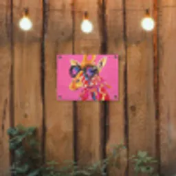 Giraf - Roze - Bril - Sjaal tuinposter los doek klein -sfeer1