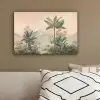 Tropisch landschap - palmbomen - Bloemen - Roze lucht canvas 2cm klein -sfeer3