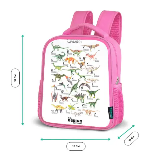 Alfabet van dino's Kinderrugzak - Roze middel -productfoto_formaten