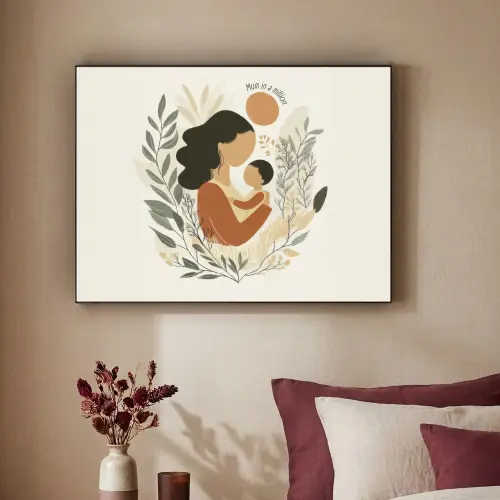 Illustratie - Quote - Moeder Textielframe zwart klein -sfeer1